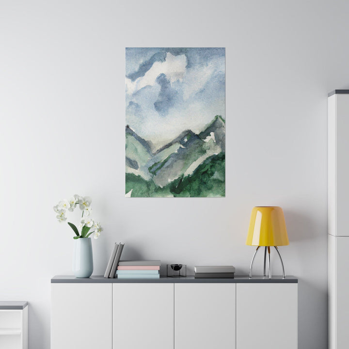 Wall Decor Giclee Fine Art Print - Green Mountainside Nature Landscape Blue Sky