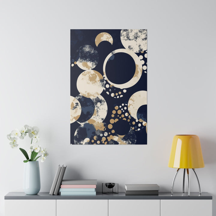 Wall Decor - Giclee Poster Art Print - Navy Blue and Beige Spotted - Decorative