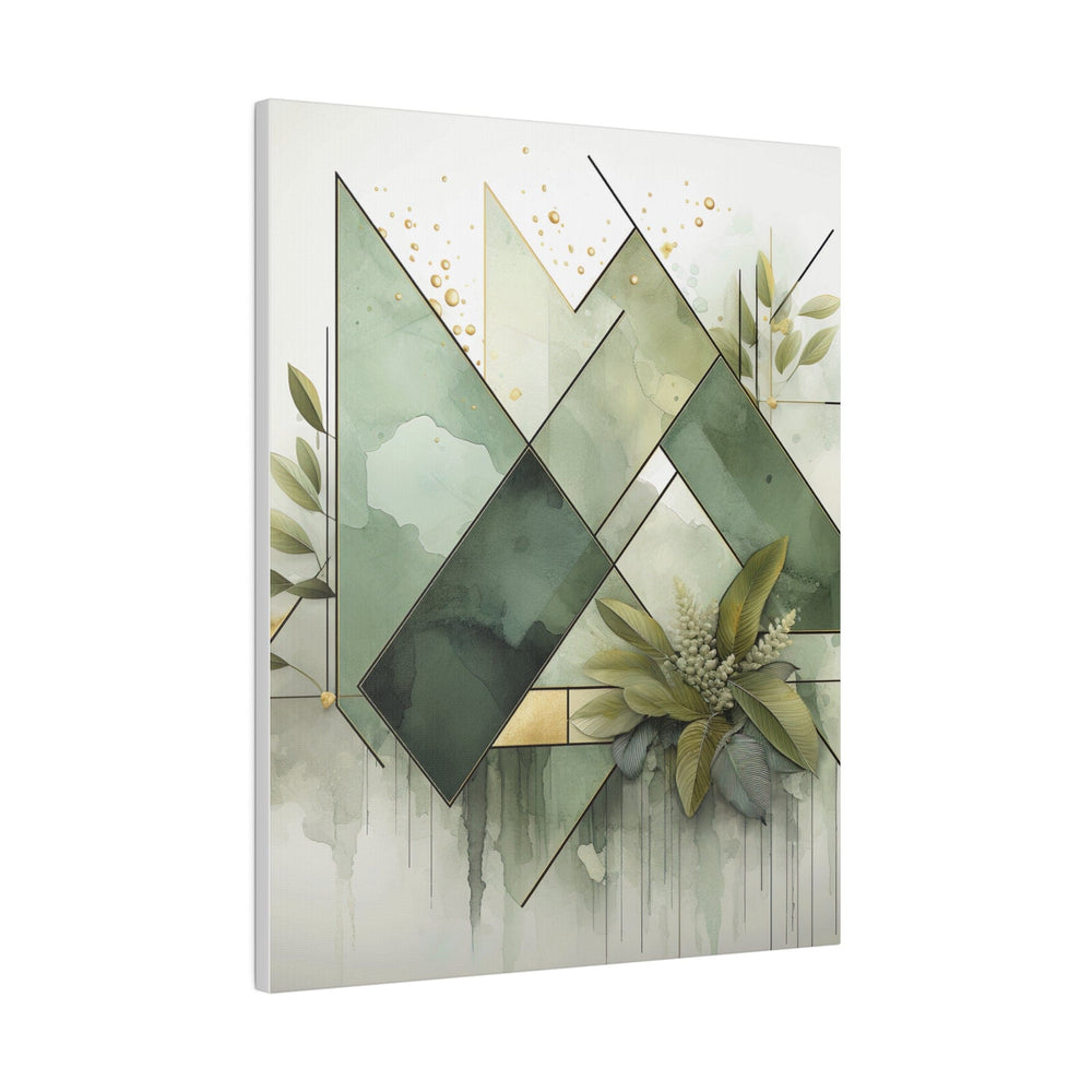 Wall Decor Giclee Fine Art Print - Olive Green Mint Leaf Geometric Print