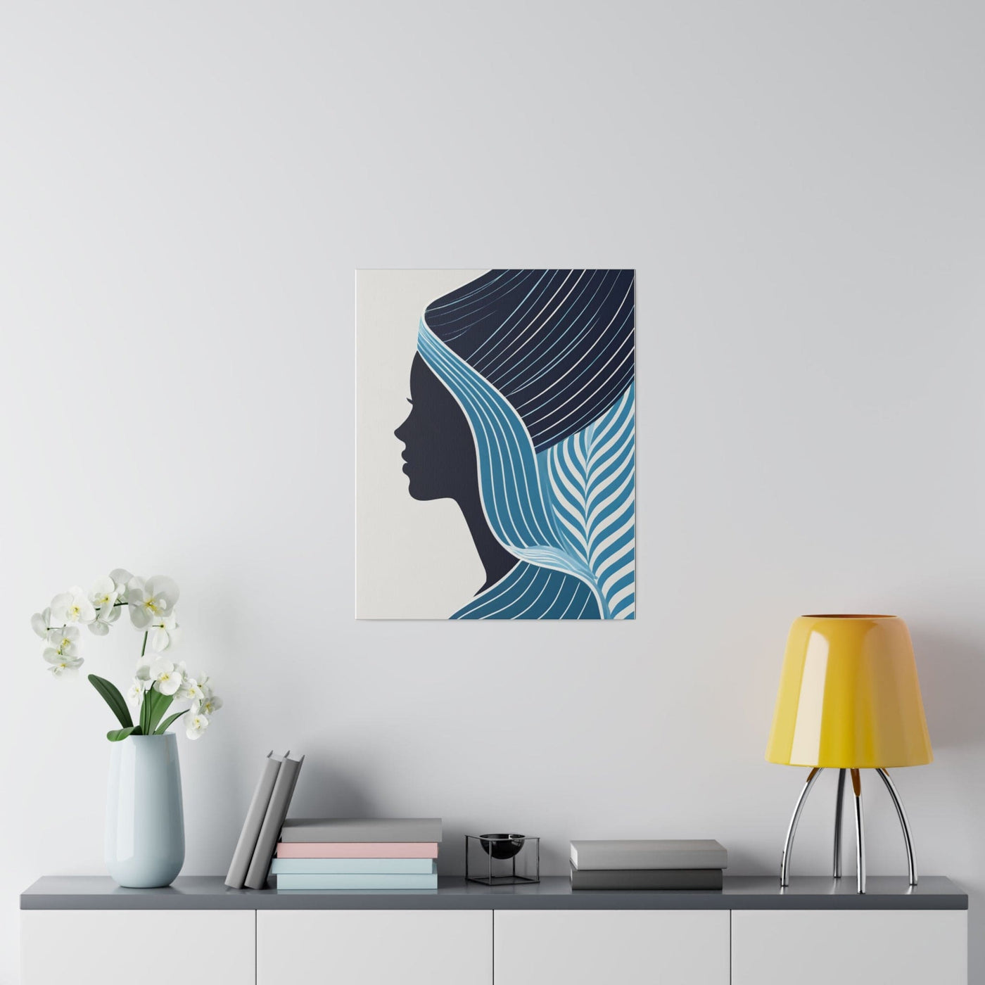 Wall Art Fine Print For Living Room Office Decor Bedroom Artwork Female Blue