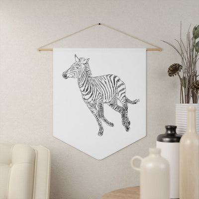 Wall Art Hanging Pennant Decor Galloping Zebra Line Art Drawing Print - Home