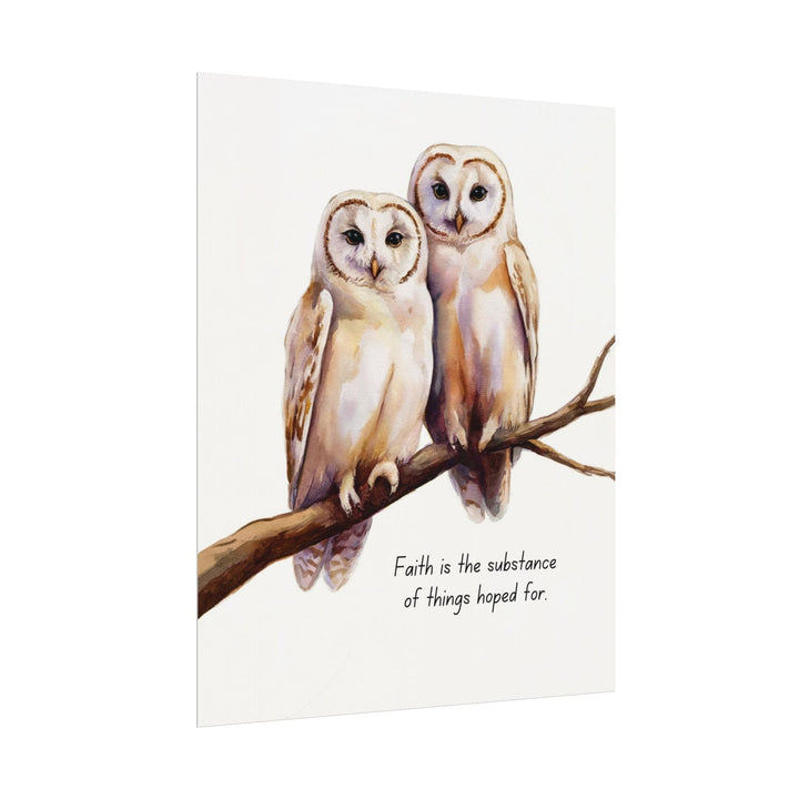 Wall Decor - Giclee Print - Two White Owls - Faith is the Substance of Things