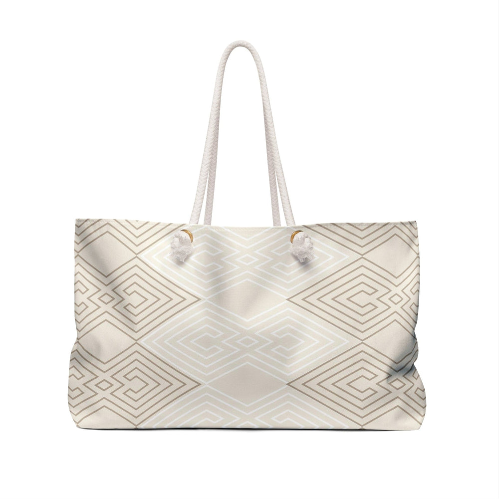 Weekender Tote Bag Beige and White Tribal Geometric Aztec Print - Bags | Tote