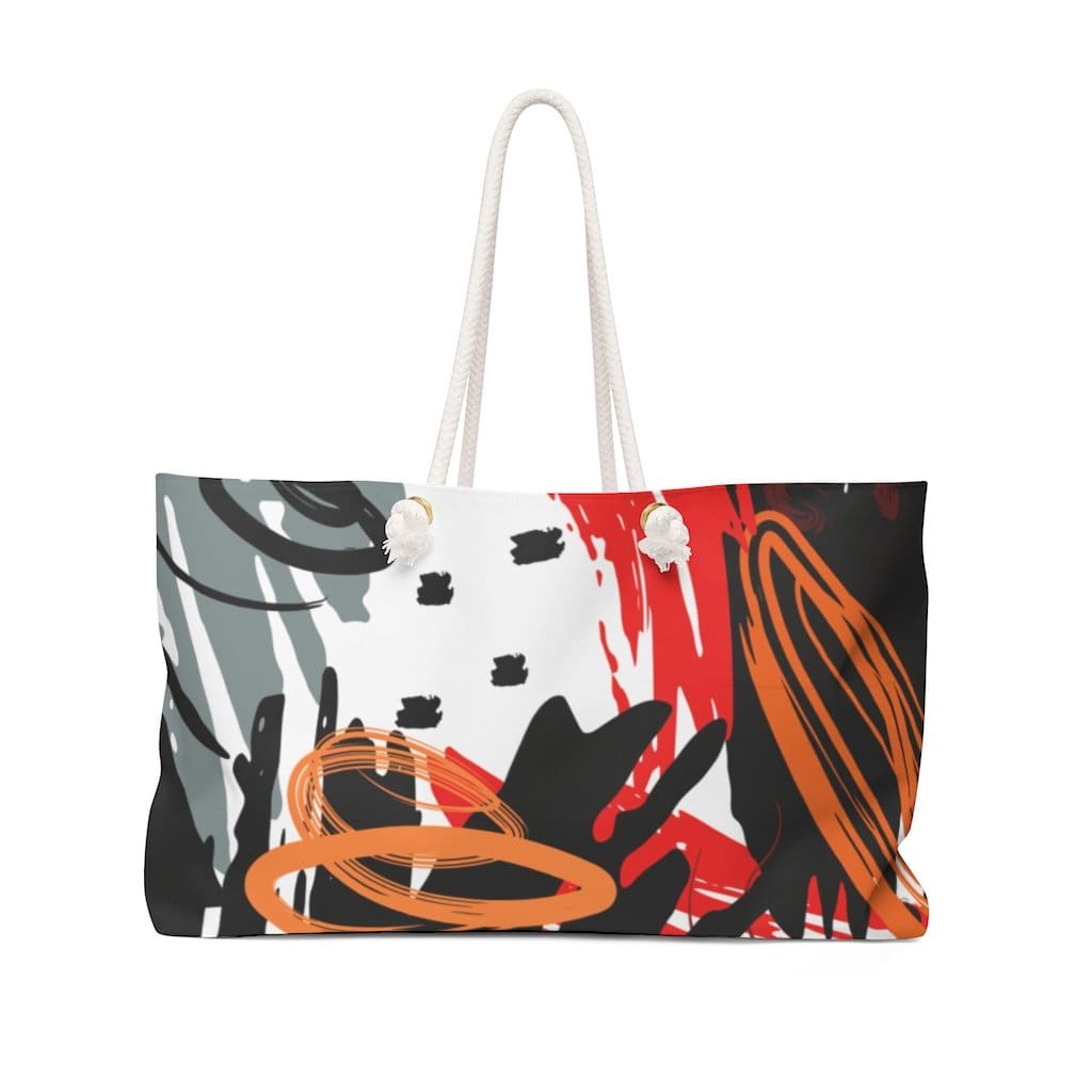 Weekender Tote Bag Black and Red Print - Bags | Tote Bags | Weekender