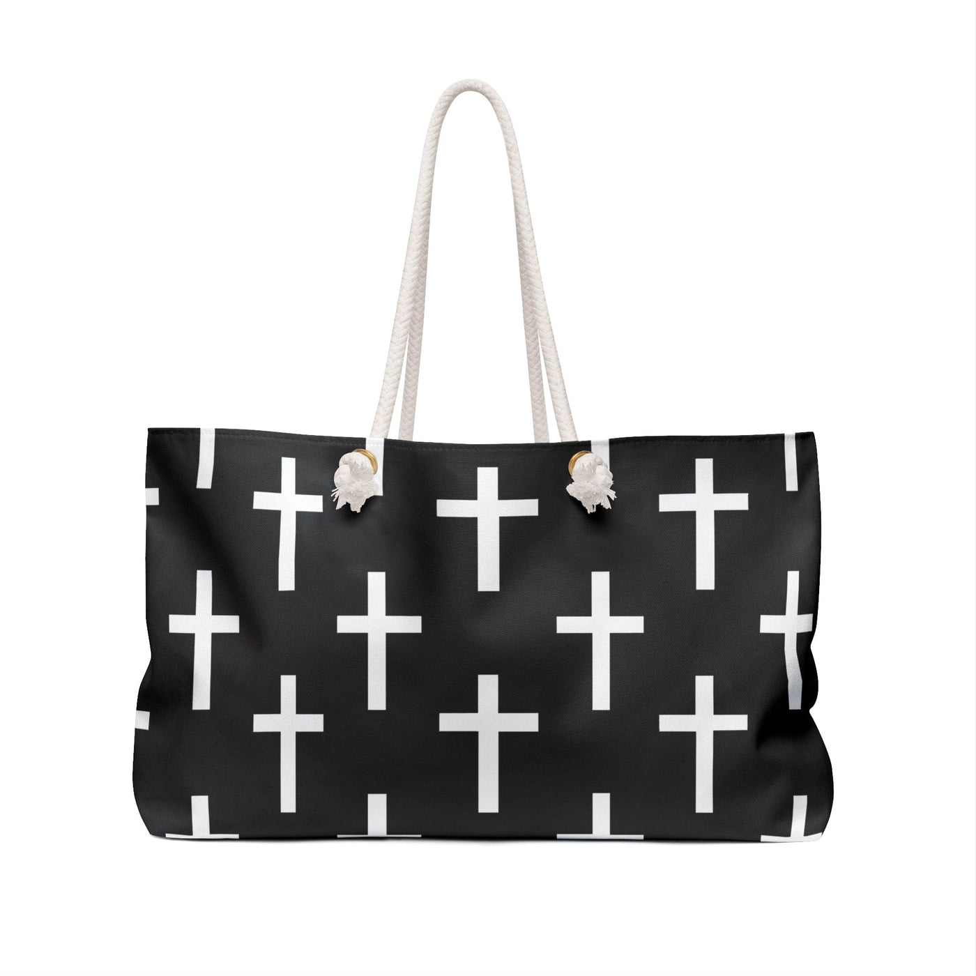 Weekender Tote Bag Black And White Seamless Cross Pattern - Bags