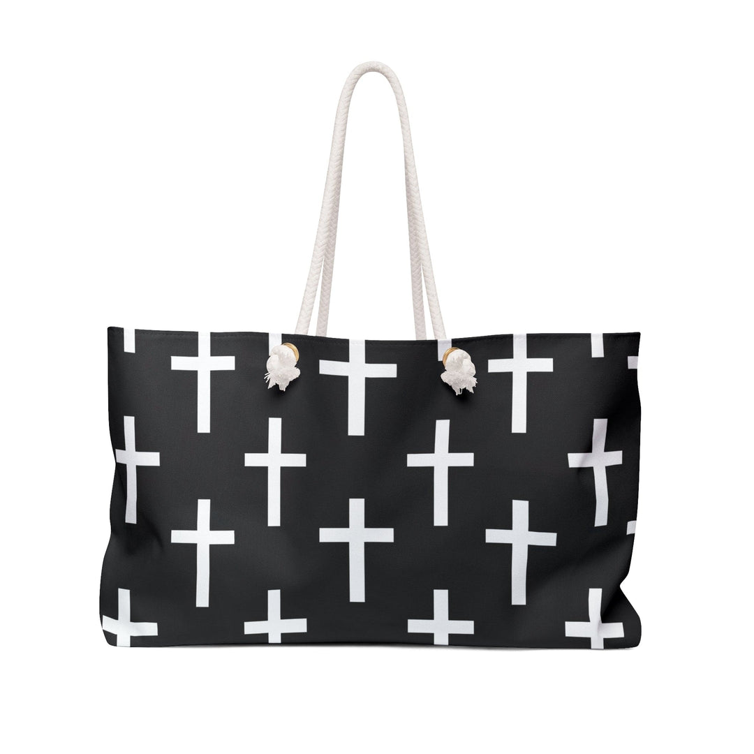 Weekender Tote Bag Black and White Seamless Cross Pattern - Bags | Tote Bags