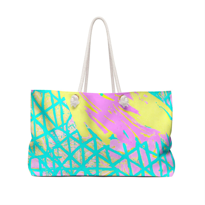 Weekender Tote Bag Cyan Blue Lime Green and Pink Pattern - Bags | Tote Bags