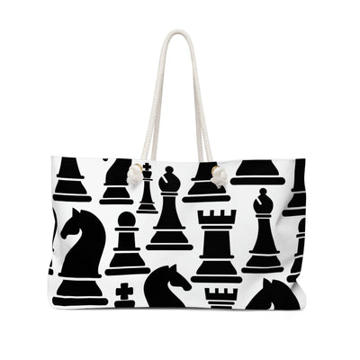 Weekender Tote Bag For Work/school/travel Black And White Chess Print - Bags