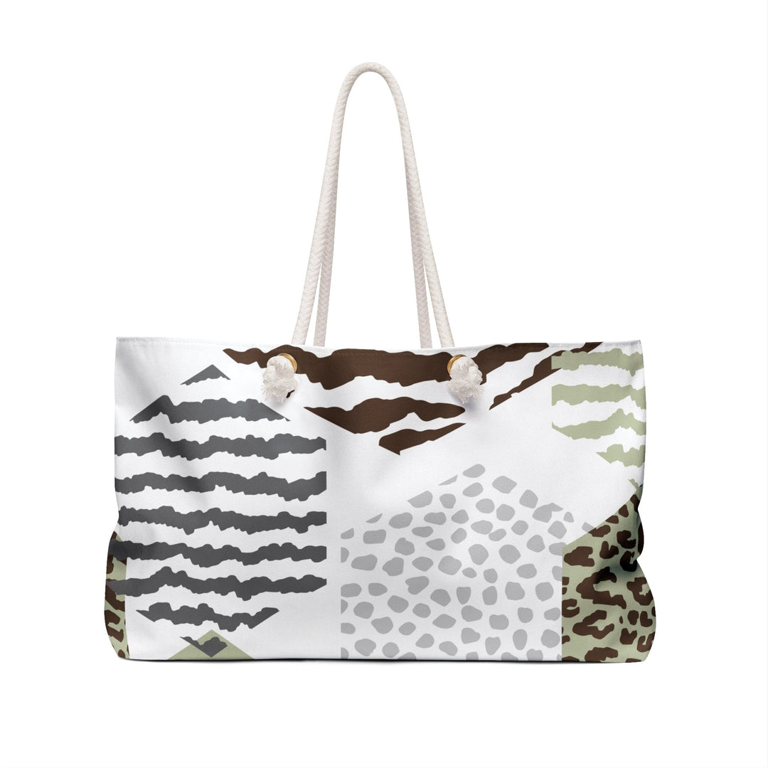 Weekender Tote Bag Green Grey Hexagon Pattern - Bags | Tote Bags | Weekender