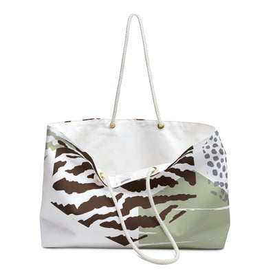 Weekender Tote Bag Green Grey Hexagon Pattern - Bags