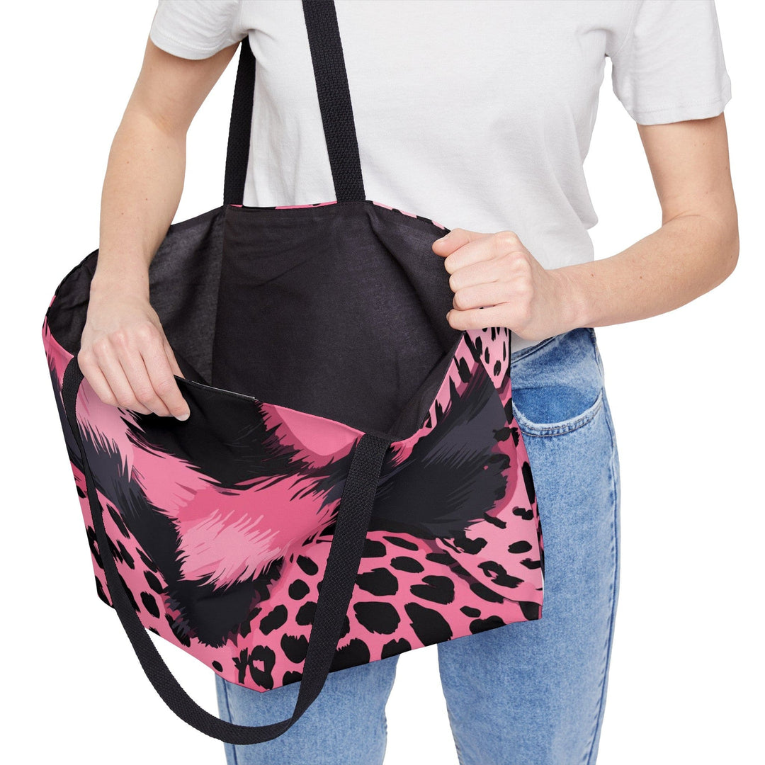 Weekender Tote Bag Pink and Black Spotted Print - Bags | Tote Bags | Weekender