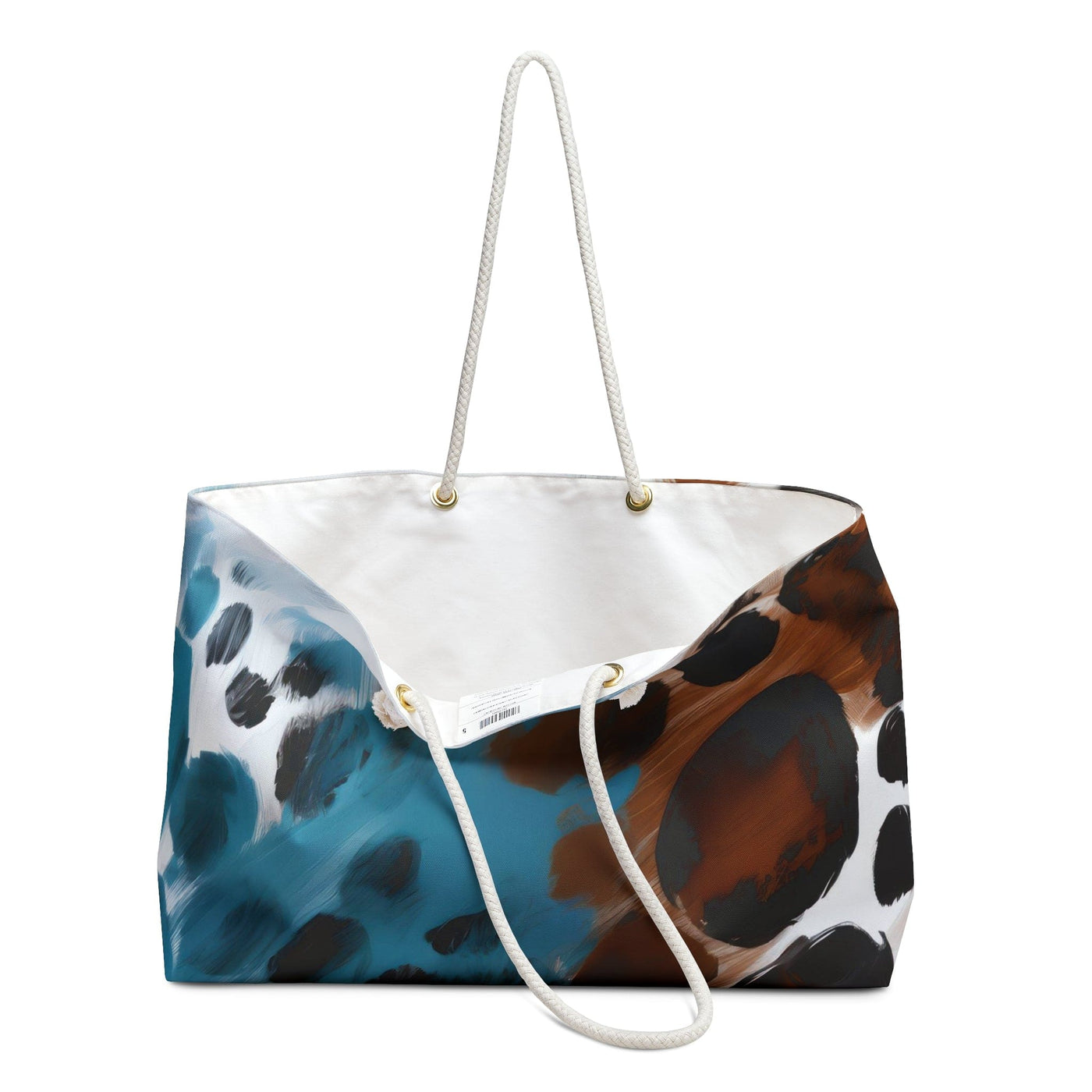 Weekender Tote Bag Rustic Blue And Brown Spotted Pattern - Bags