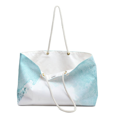 Weekender Tote Bag Subtle Abstract Ocean Blue And White Print - Bags