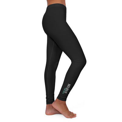 Womens Black Fitness Leggings Believe And Achieve - All Over Prints