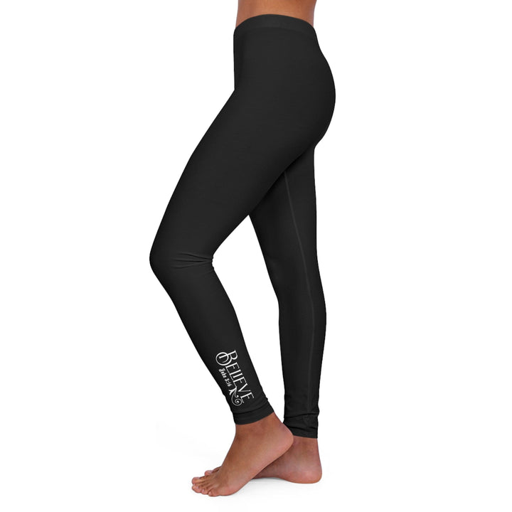 Womens Black Fitness Leggings Believe John 3:16 - Womens | Leggings | Black