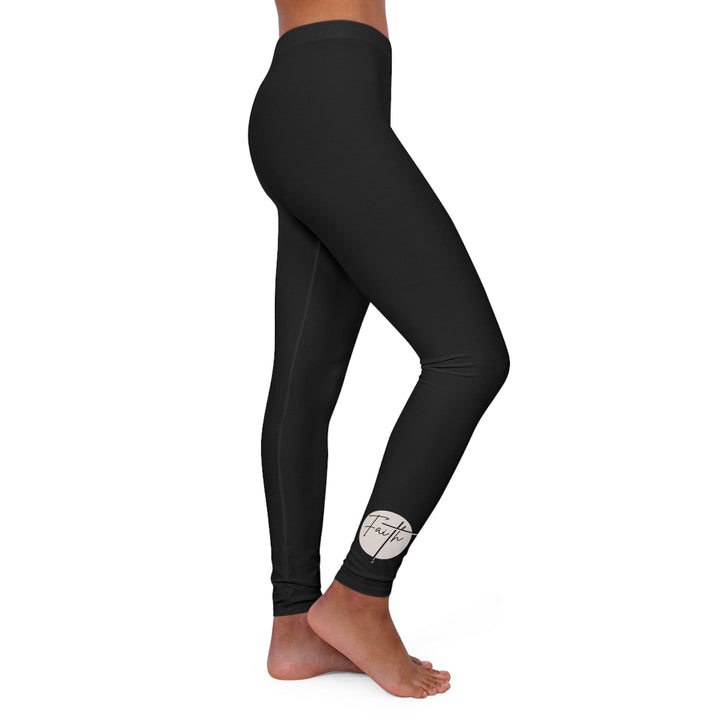 Womens Black Fitness Leggings Faith - Christian Affirmation - Brown and Black