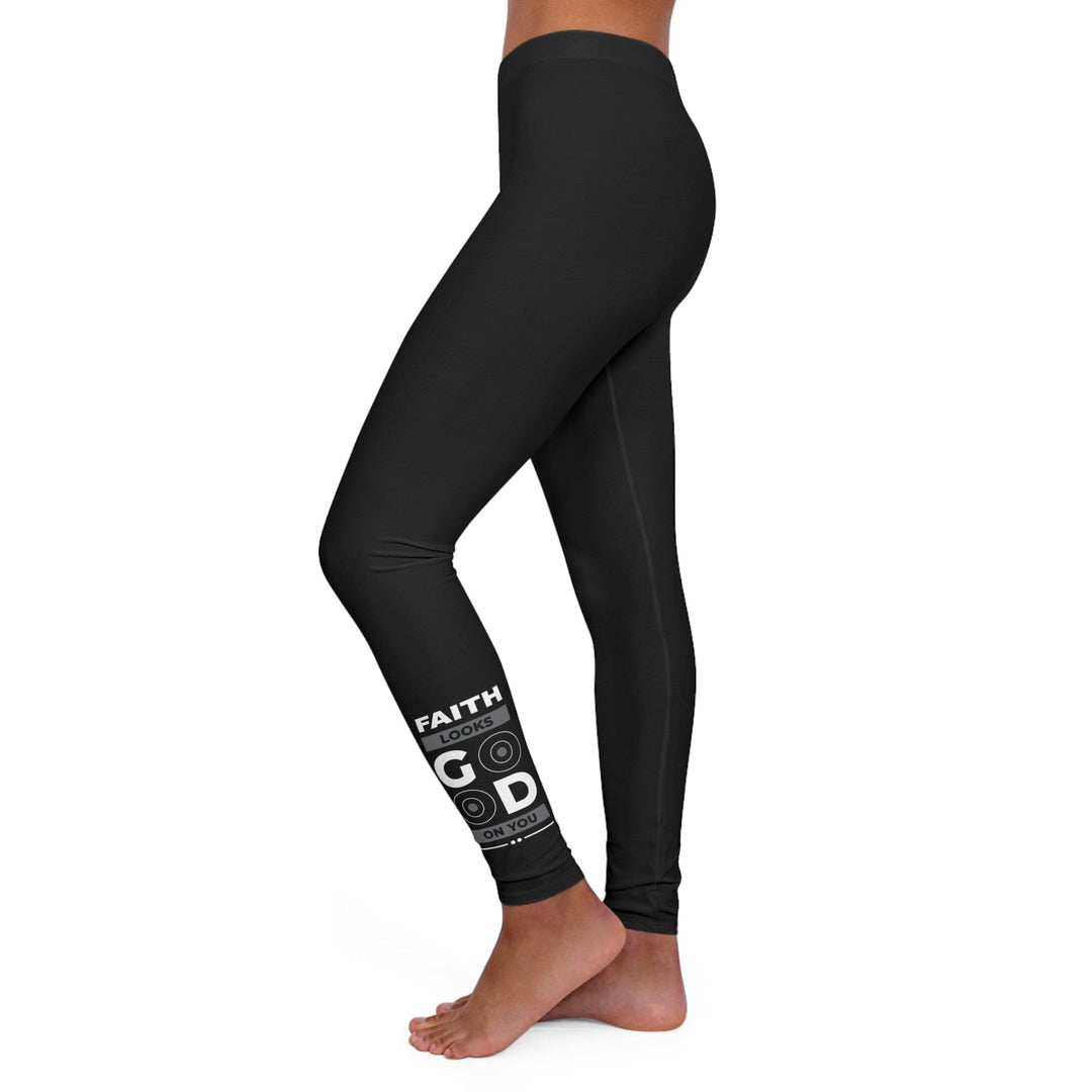 Womens Black Fitness Leggings Faith Looks Good - Womens/Leggings/Black