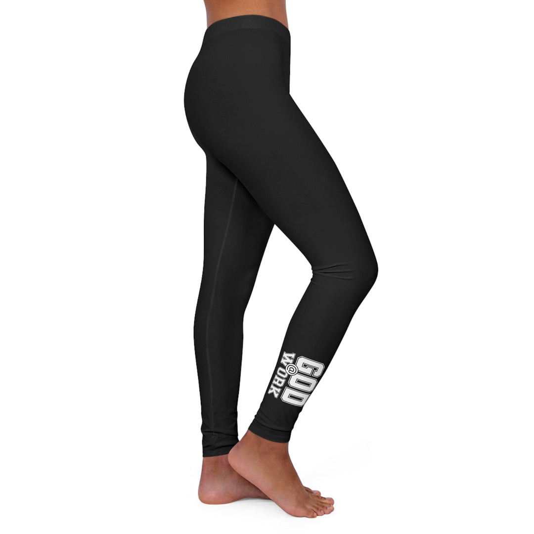 Womens Black Fitness Leggings God @ Work White and Black Print