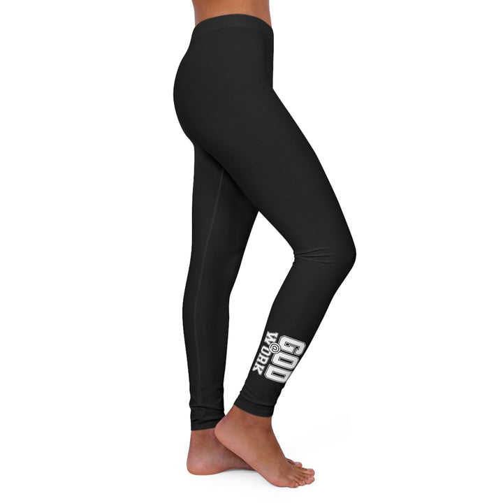 Womens Black Fitness Leggings God @ Work White and Black Print