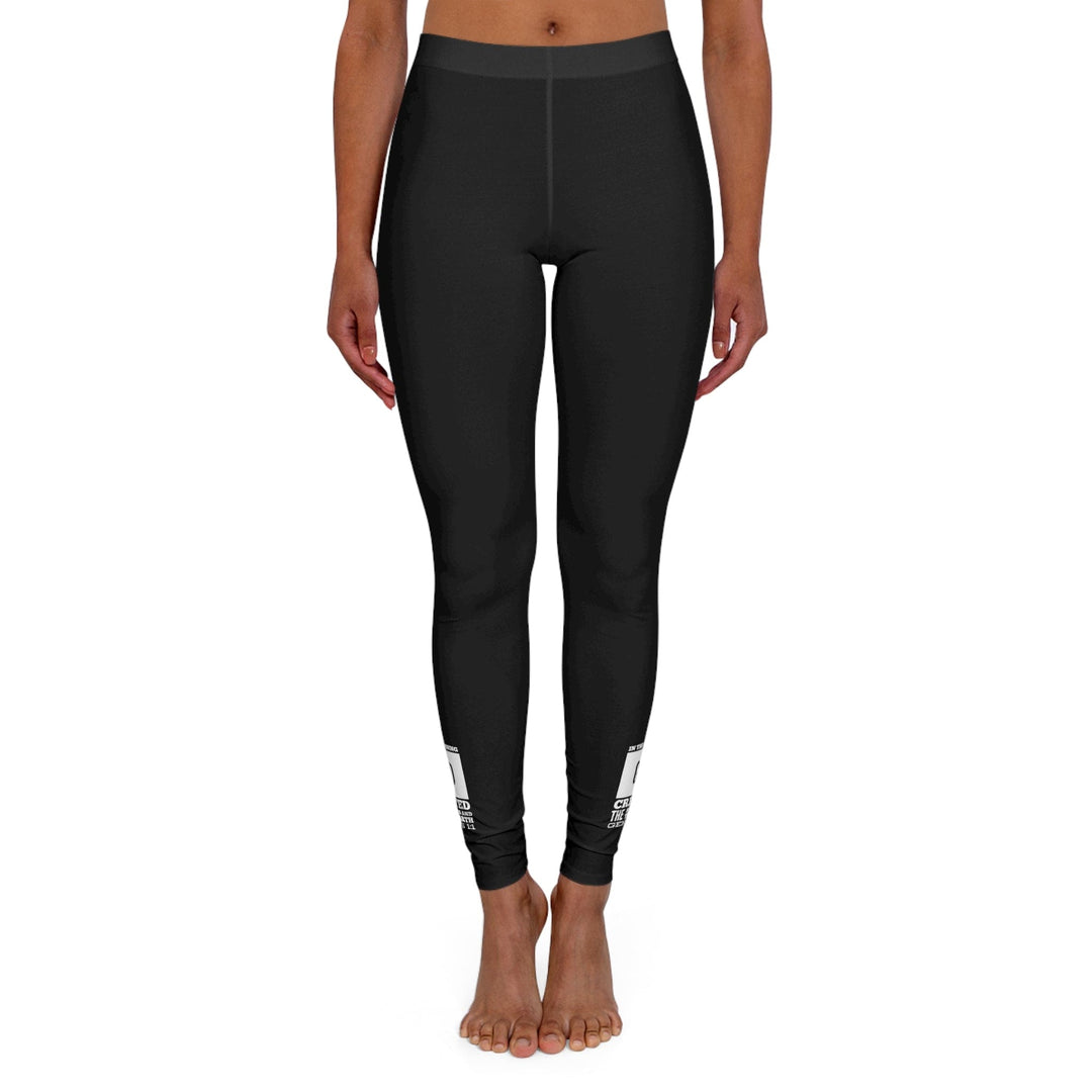 Womens Black Fitness Leggings in the Beginning Inspirational Illustration