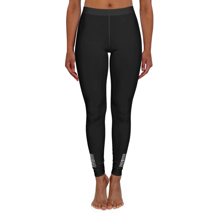 Womens Black Fitness Leggings Stacked Blessed Illustration - Womens | Leggings