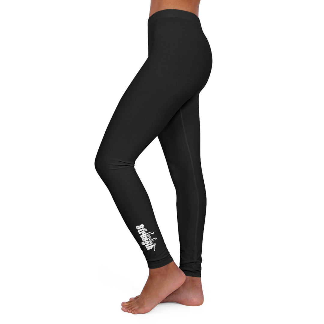 Womens Black Fitness Leggings the Lord is my Strength Illustration