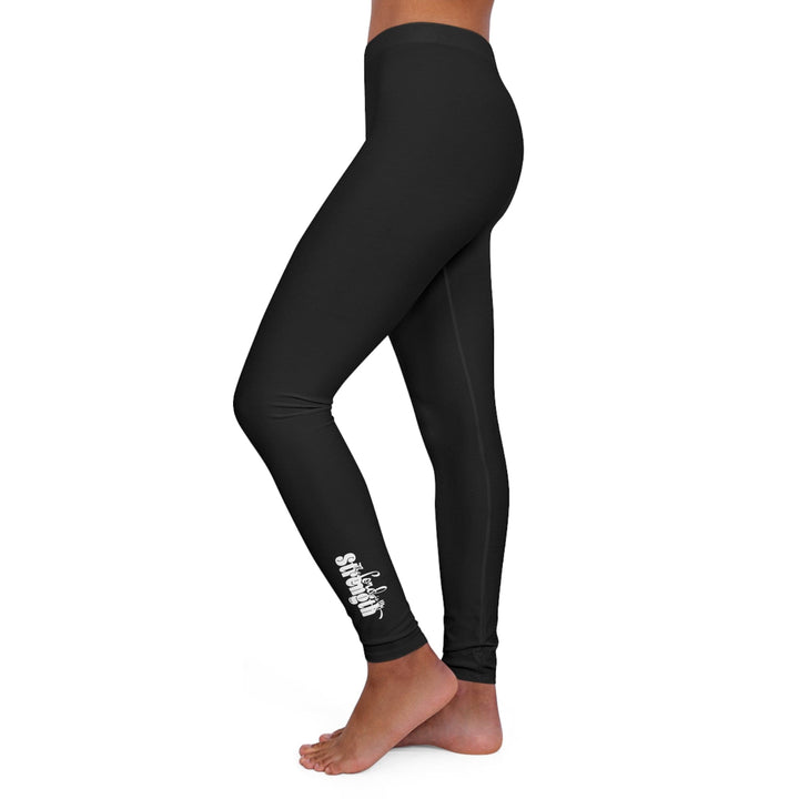 Womens Black Fitness Leggings the Lord is my Strength Illustration