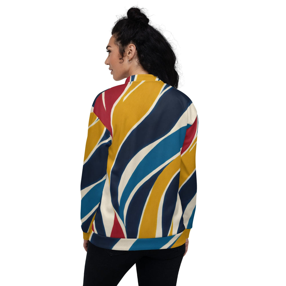 Womens Bomber Jacket Abstract Multicolor Swirl Line Pattern 78386 2