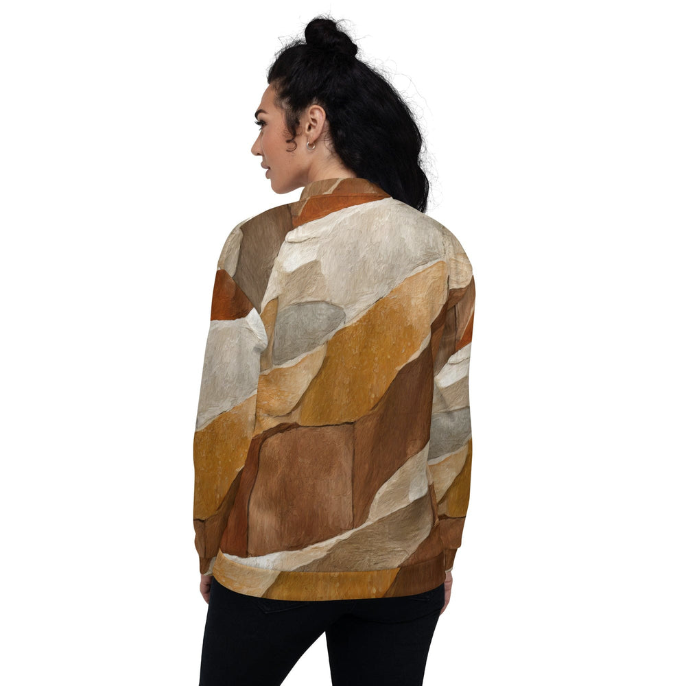 Womens Bomber Jacket Abstract Stone Print