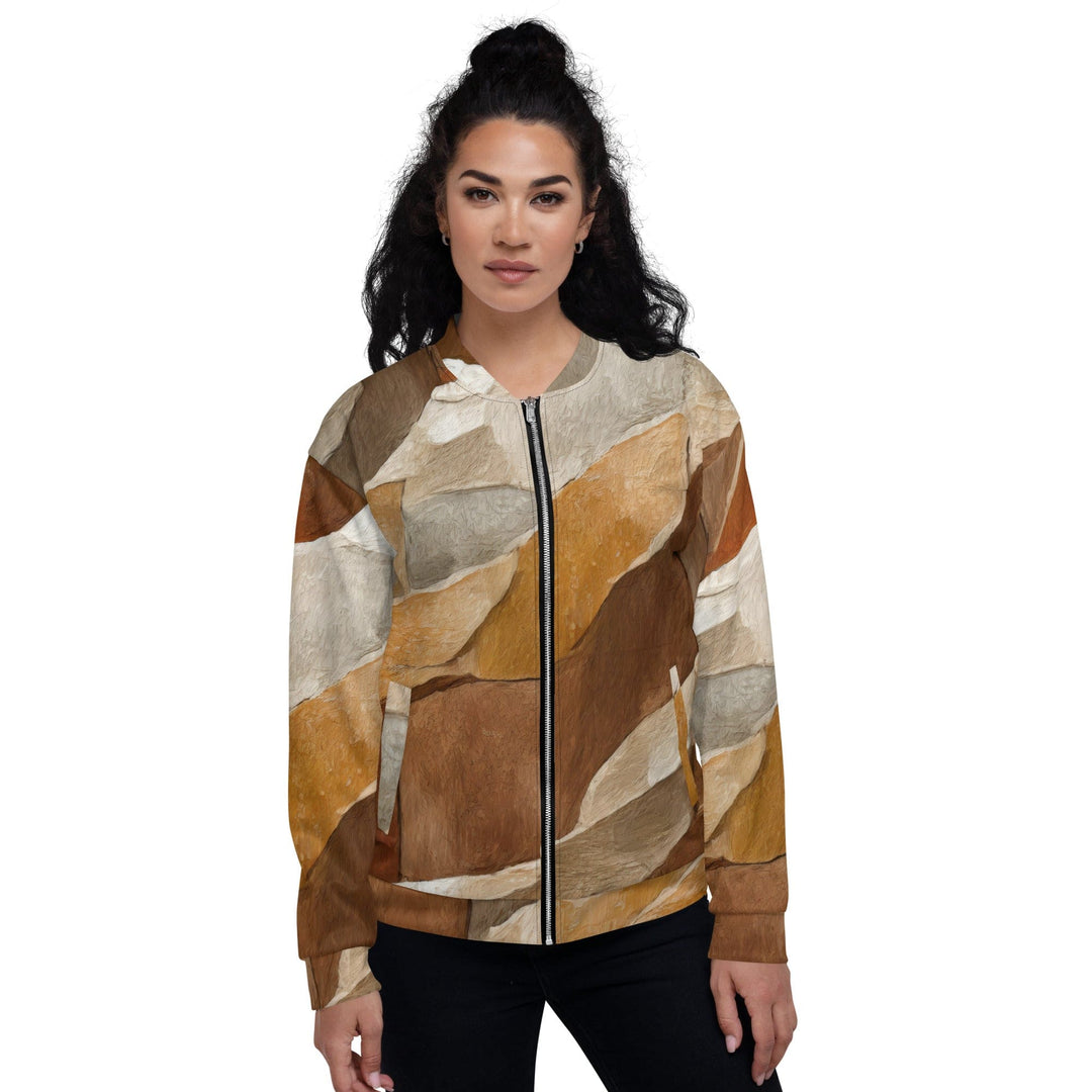 Womens Bomber Jacket Abstract Stone Print