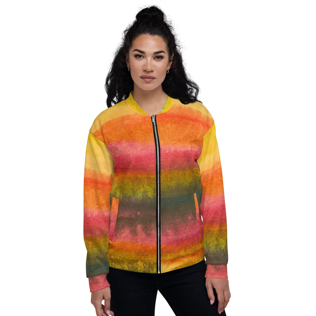 Womens Bomber Jacket Autumn Fall Watercolor Abstract Print 2