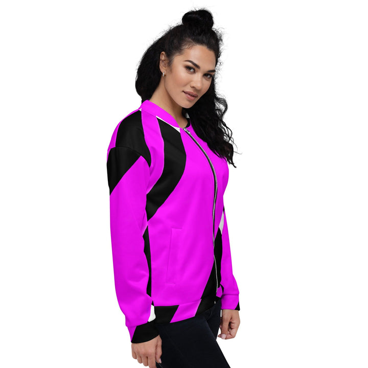 Womens Bomber Jacket Black and Pink Pattern 4