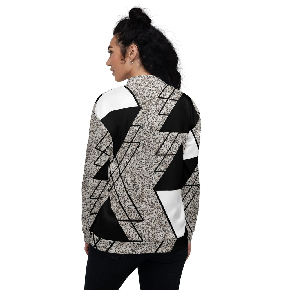 Womens Bomber Jacket Black and White Triangular Colorblock 2