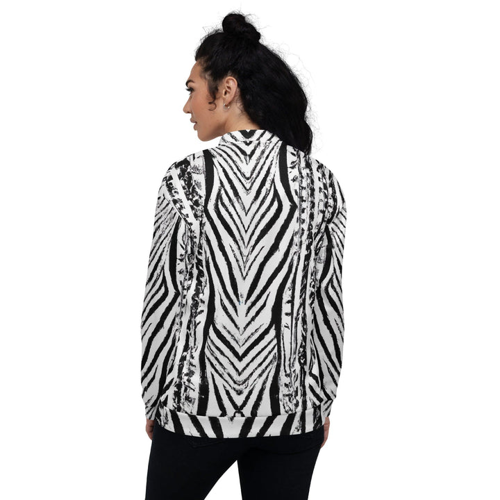 Womens Bomber Jacket Black White Native Print