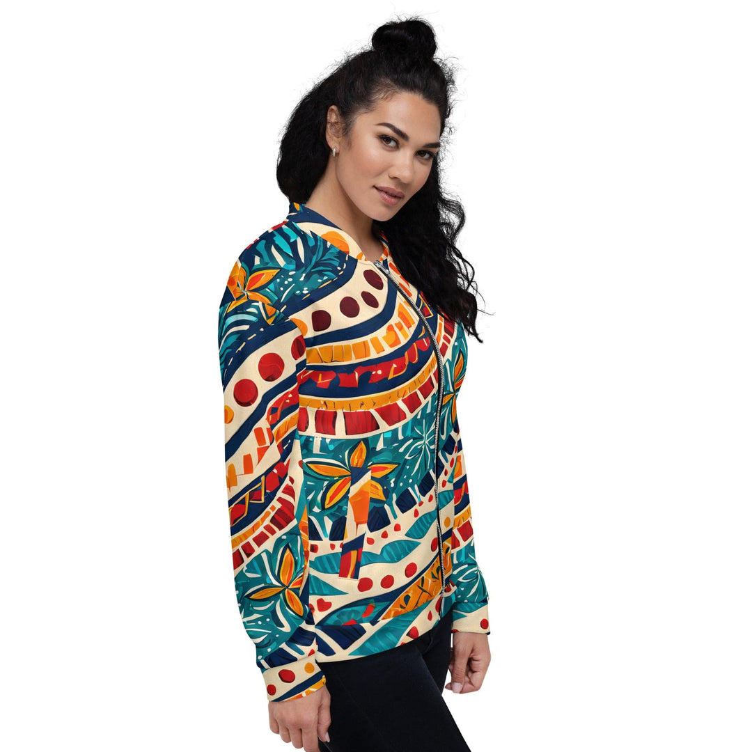 Womens Bomber Jacket Boho Floral Print