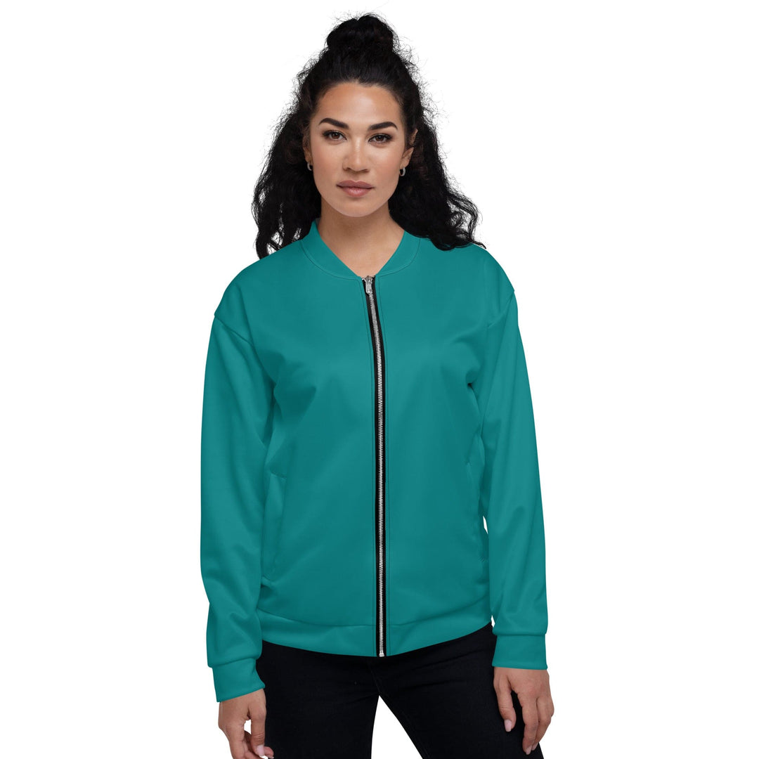 Womens Bomber Jacket Dark Teal Green 2