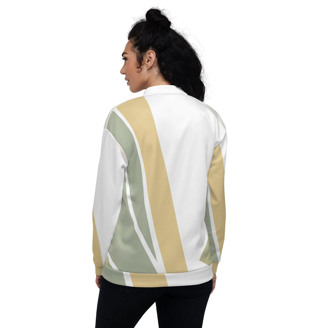 Womens Bomber Jacket Green Abstract Geometric Pattern 2