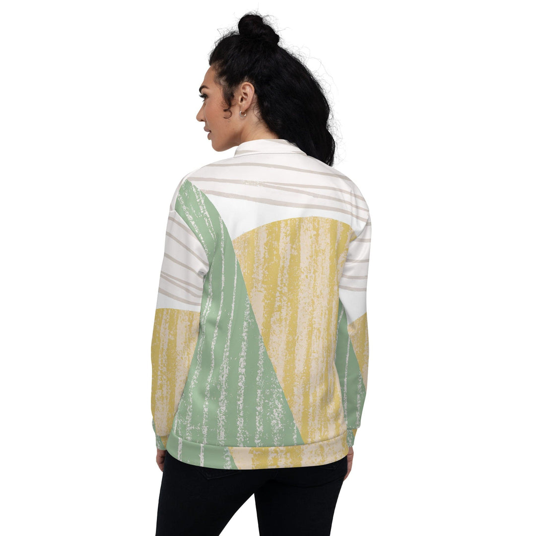 Womens Bomber Jacket Green Textured Boho Pattern 2