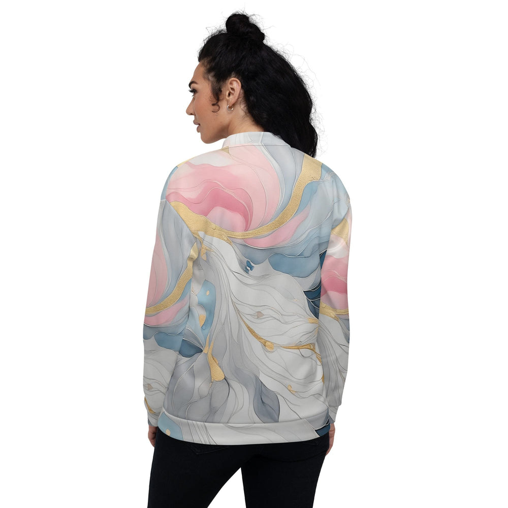 Womens Bomber Jacket Marble Cloud Of Grey Pink Blue 5522 2