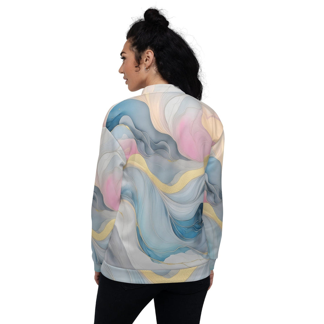 Womens Bomber Jacket Marble Cloud Of Grey Pink Blue 72067 2