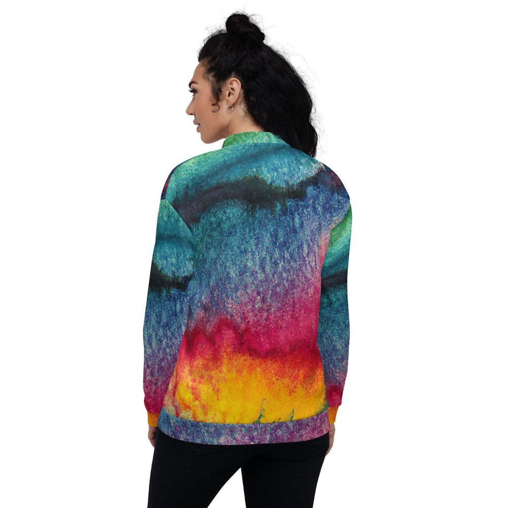 Womens Bomber Jacket Multicolor Abstract Pattern 4