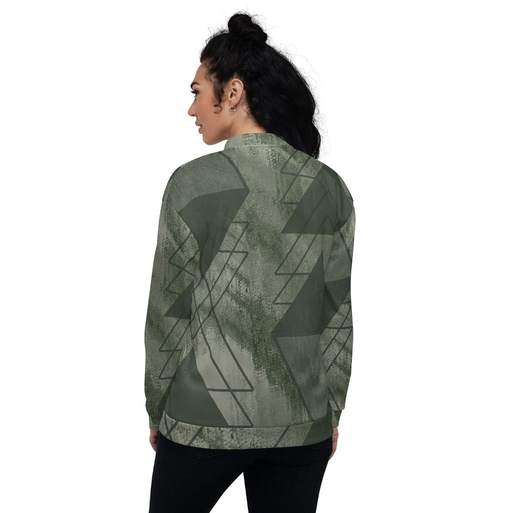 Womens Bomber Jacket Olive Green Triangular Colorblock 2