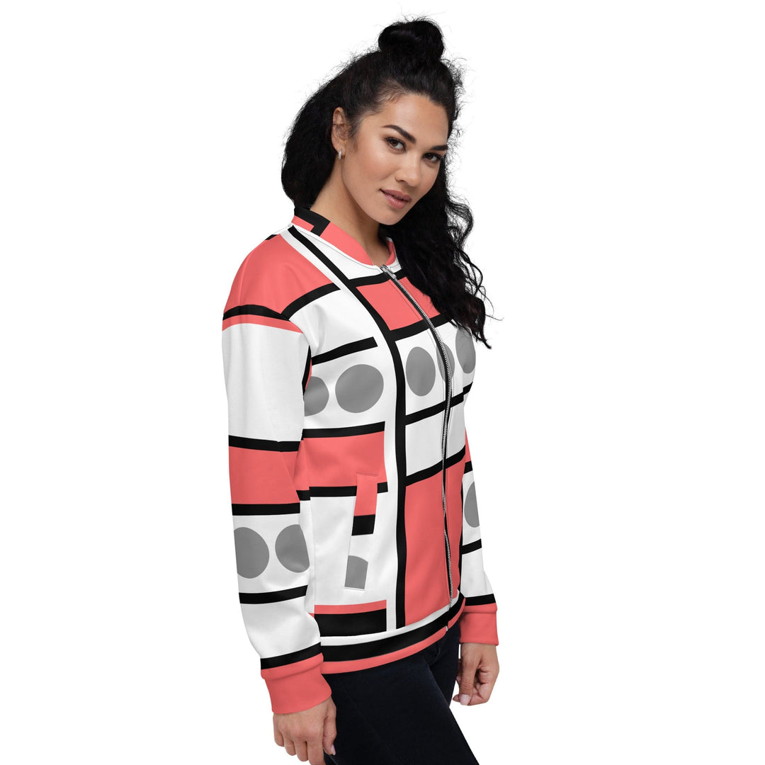 Womens Bomber Jacket Pale Red Print