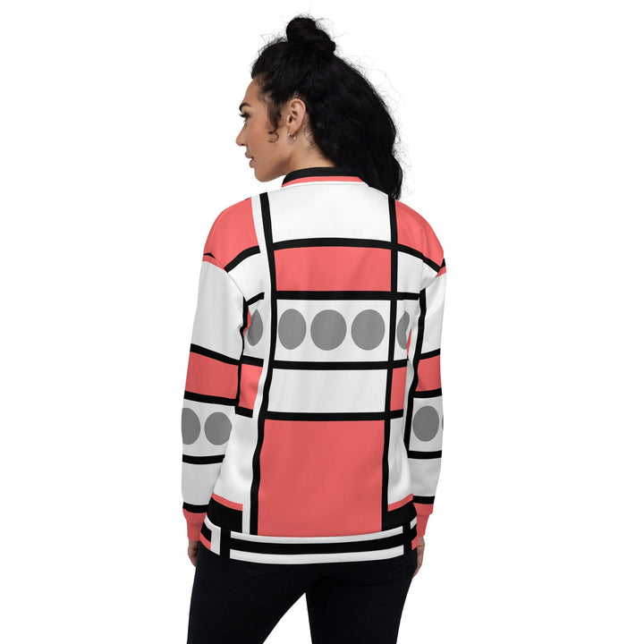 Womens Bomber Jacket Pale Red Print