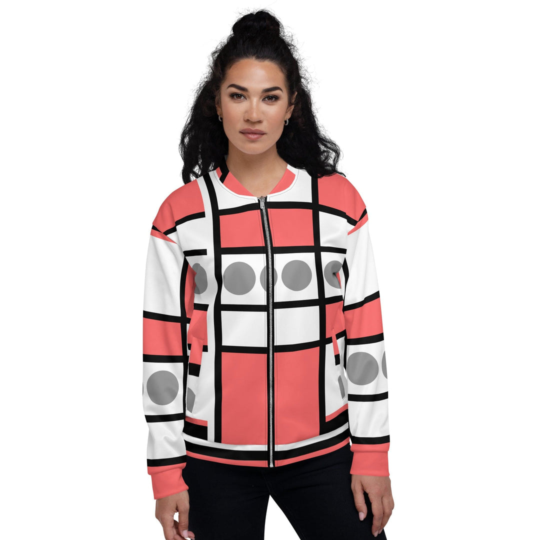 Womens Bomber Jacket Pale Red Print