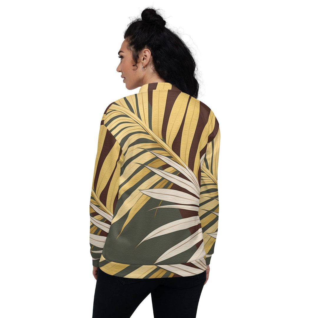 Womens Bomber Jacket - Palm Tree Leaves Pattern 2