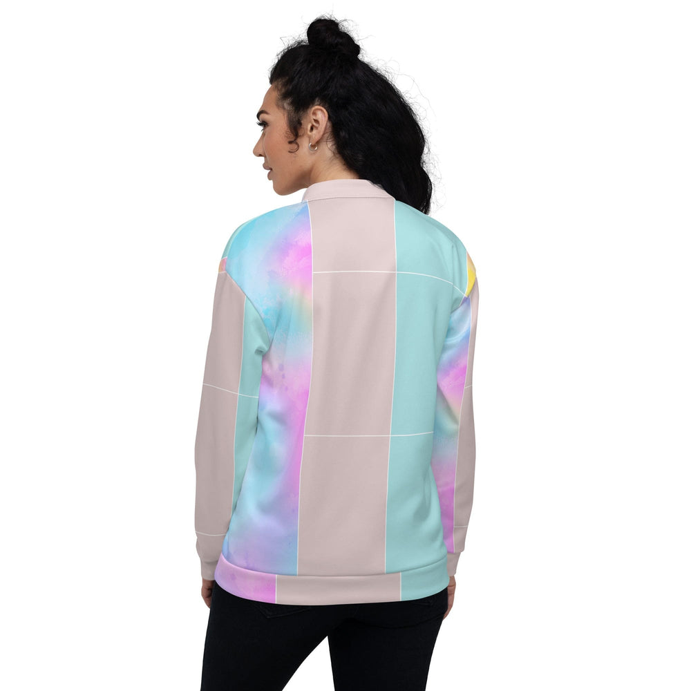 Womens Bomber Jacket Pastel Colorblock Watercolor Illustration 2