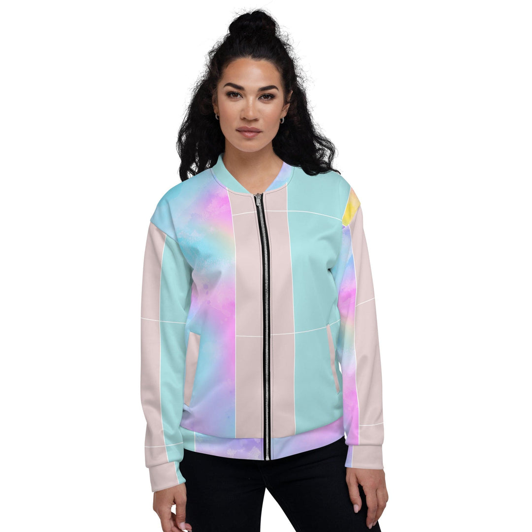 Womens Bomber Jacket Pastel Colorblock Watercolor Illustration 2