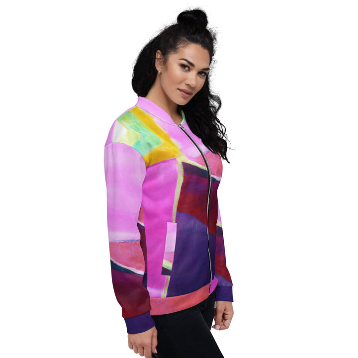 Womens Bomber Jacket Pink and Purple Pattern 2