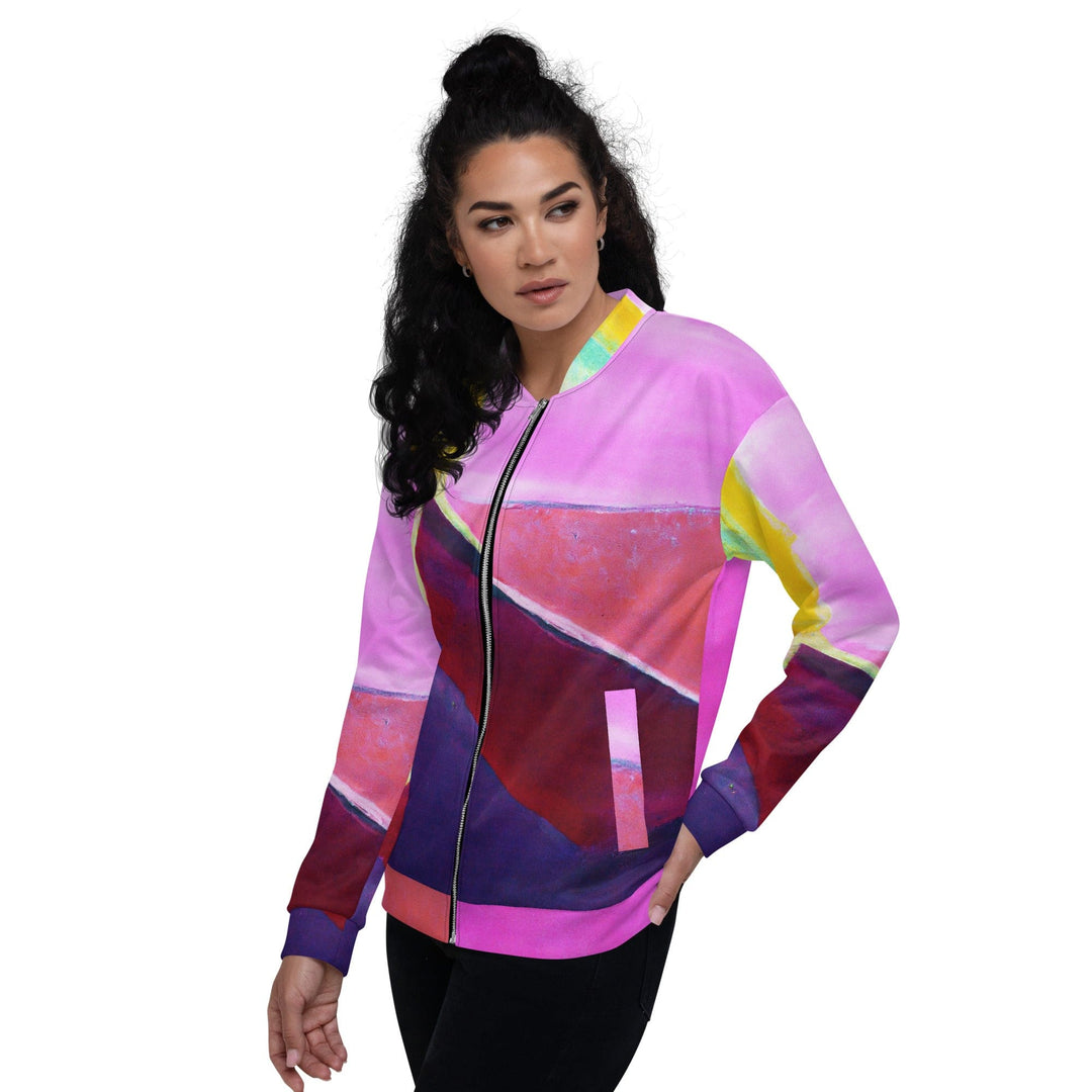 Womens Bomber Jacket Pink and Purple Pattern 2